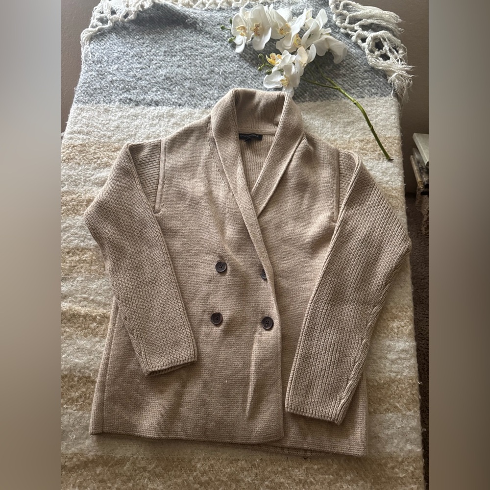 Banana Republic Tan Double-Breasted Cardigan